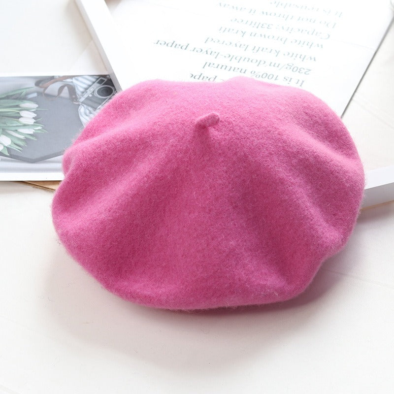 Round Top Knitted Wool Beret