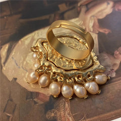 Open Eyes Faux Pearls Ring/Earrings