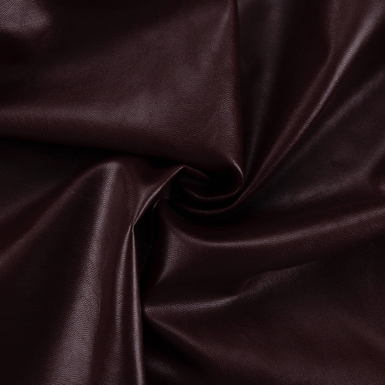 Vintage Burgundy Faux Leather Tie Waist Jacket + Pants Set
