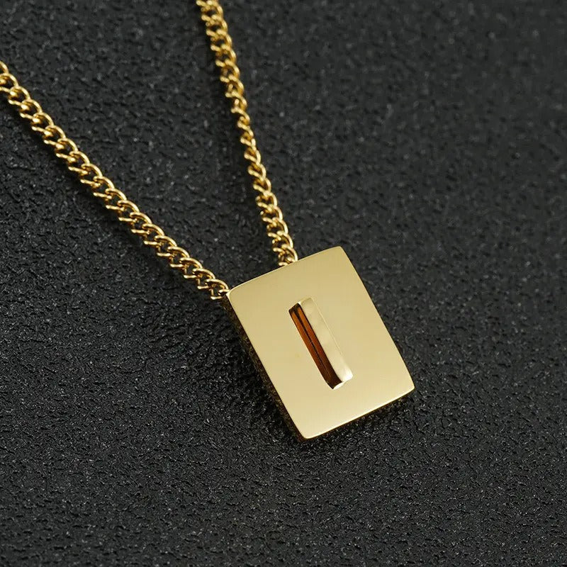 Stainless Steel Square Letter Necklace