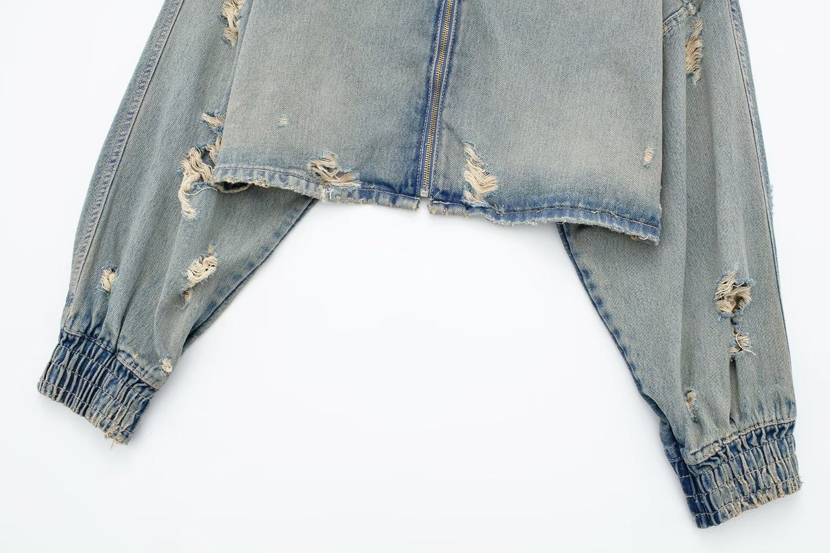 Vintage Ripped Crop Denim Jacket