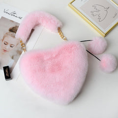 Plush Heart Shaped Handbag