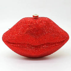 Hot Lips Rhinestones Clutch Bag