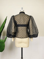 Pre Order:  Black Polka Dots See-Through Top