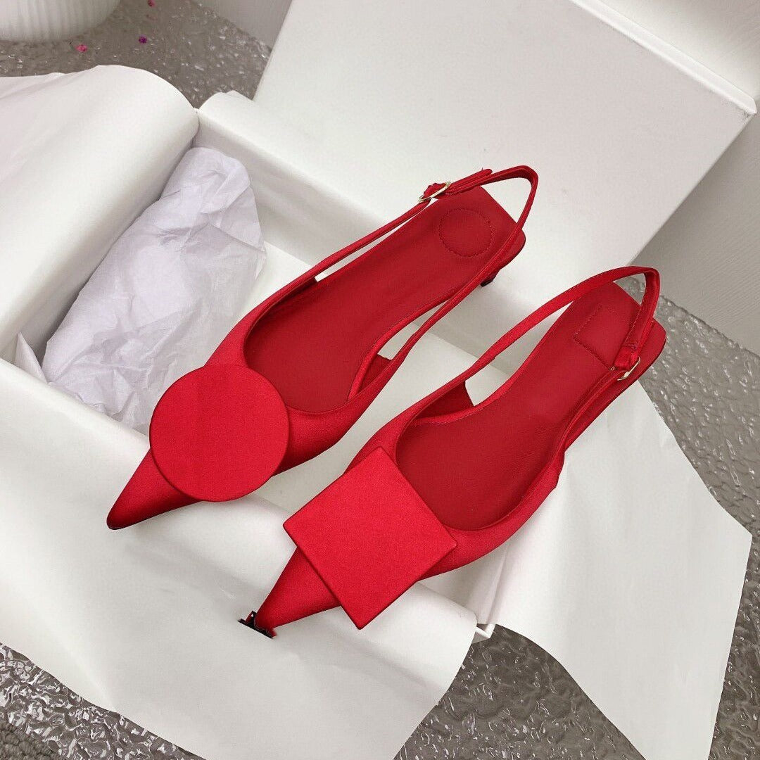 Pointed Toe Slim Heel Buckle Strap Sandals