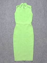 Green Vintage Turtleneck Sleeveless Party Dress