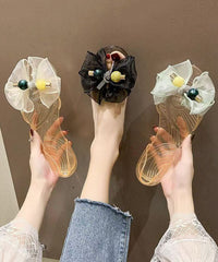 Fashion Black Bow Splicing Clear Sandals Peep Toe