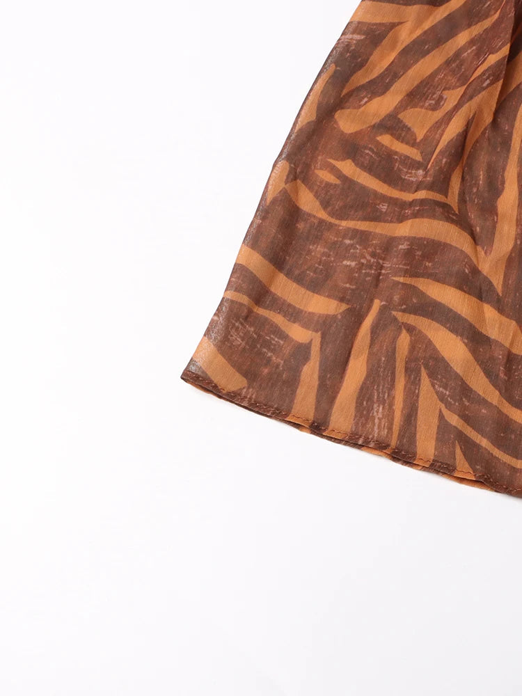 Coffee Lantern Sleeve Cut-Out Back Dress