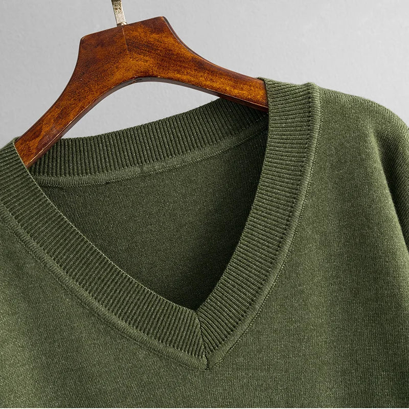 Vintage Leopard Pullover Knitted V-Neck Sweater