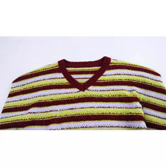 Retro Contrasting Striped Knit Sweater