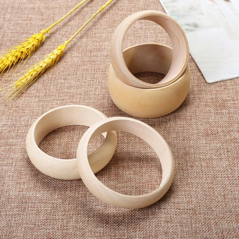 6 Pieces Blank Wood DIY Painting Bangle Bracelets