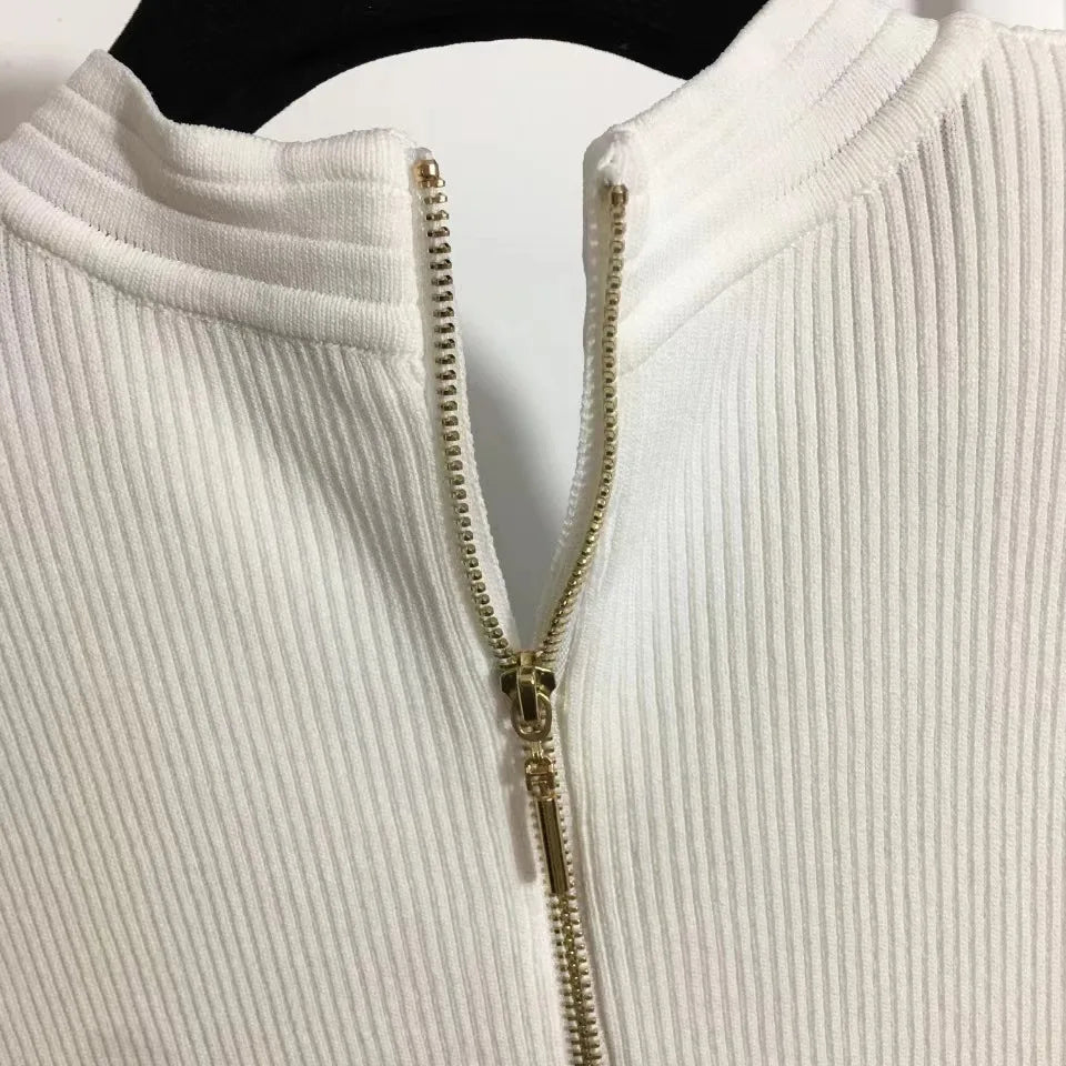 Gold Buttons Knit Dress