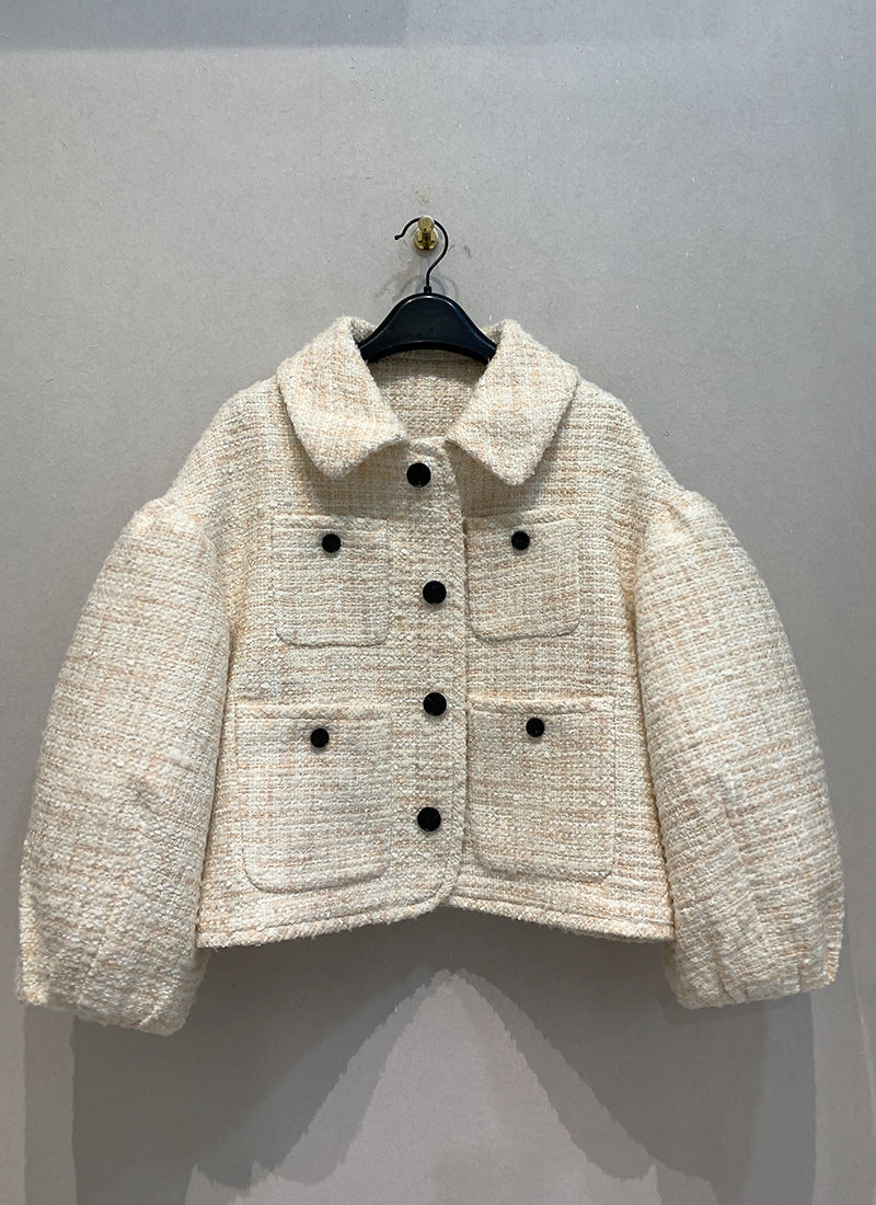 Retro Wool Puff Sleeve Jacket