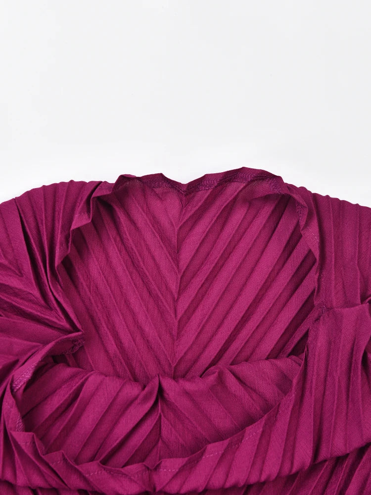 Pleated Boat Neckline Maxi Dress