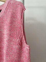 Round Neck Solid Knitted Ribbed Vest