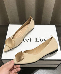 Boutique Splicing Flats Shoes Khaki Faux Leather Sequined Pointed Toe