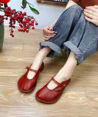 Splicing Flat Shoes For Women Black Cowhide Leather