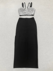 Rhinestone Embellished Top + Bandage Skirt