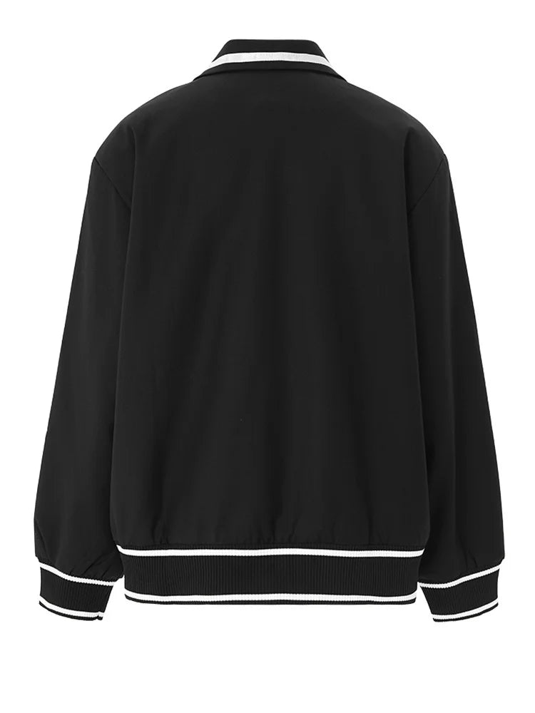 Contrast Lined Edges Zip-Up Jacket