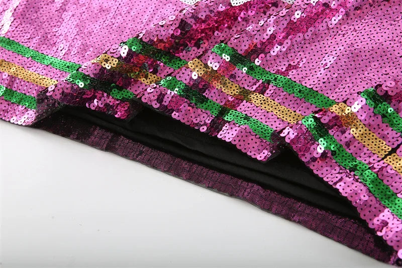 Sequined Round-Neck Short Sleeve Top