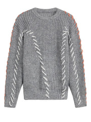 Contrast Topstitch Knitted Sweater