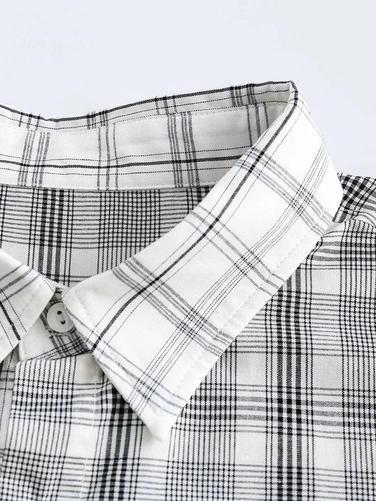 Checked Plaid Patchwork Shirt