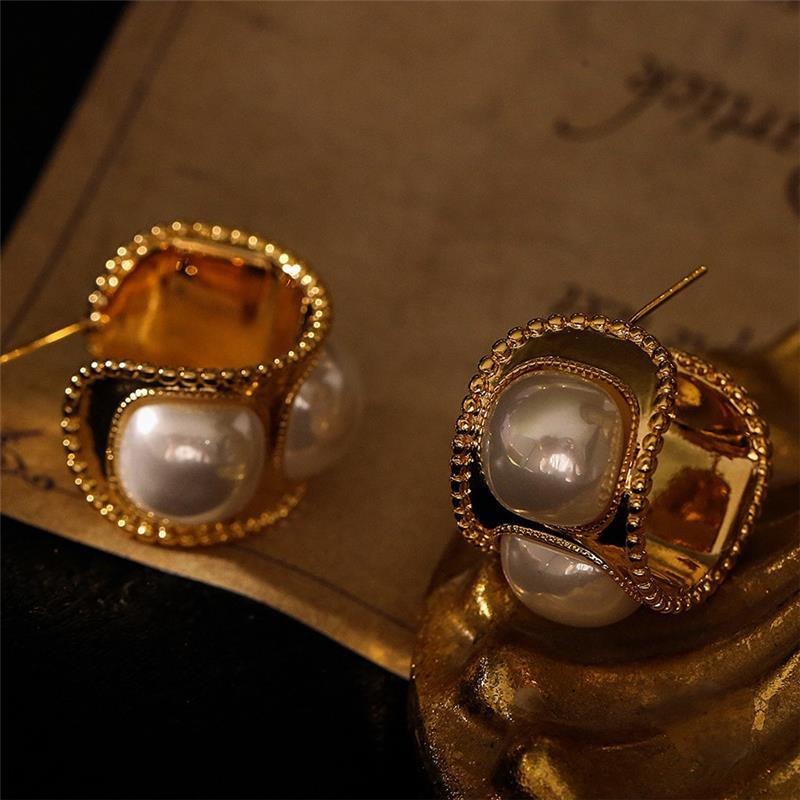 Elegant Pearl Hoop Earrings