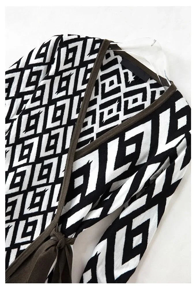 Geometric Lace-Up Mini Wrap Dress