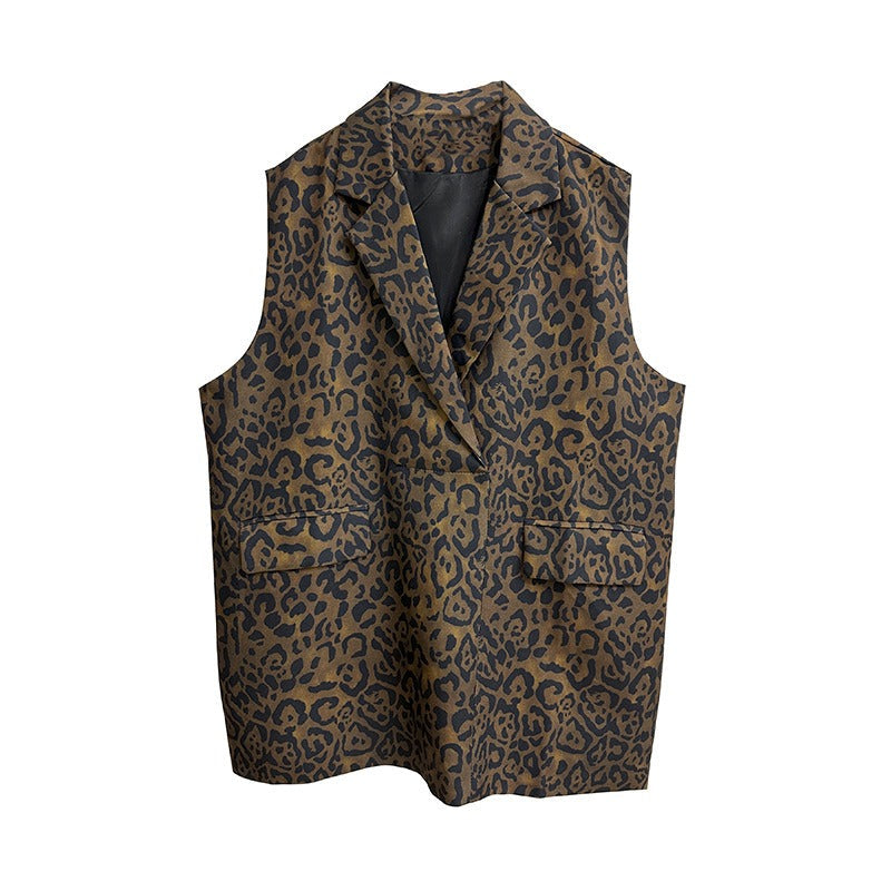 Casual Leopard Print Vest Dress