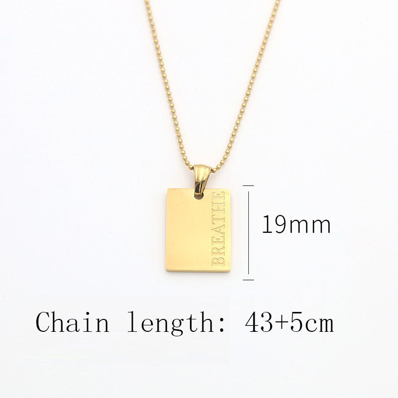 Square Engraved Pendant Necklace