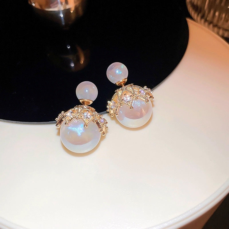 Mermaid Princess Pearl Double Sided Earrings