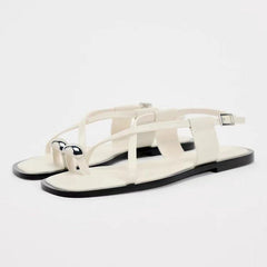 Casual Cross Strap Square Toe Flat Sandals