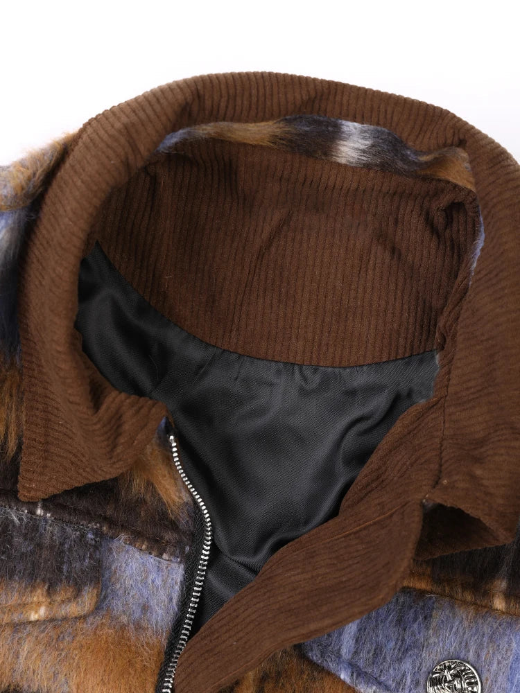 Plaid Zip-Up Short Jacket