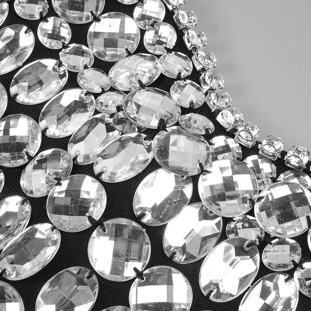 Studded Rhinestones Sleeveless Mini Dress