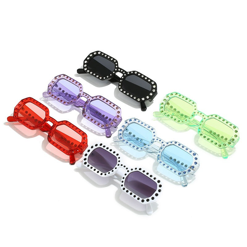 Diamond Inlaid Small Frame Sunglasses