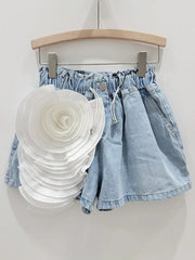 Elastic High Waist Patchwork Flower Loose Short Pants