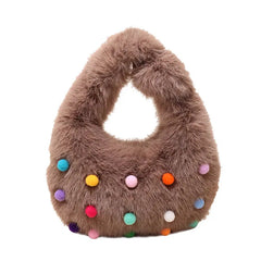 Multicolor Fur Balls Cloud Bag