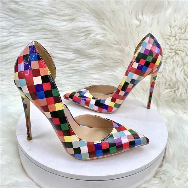 Multicolor Checker Print Stilettos