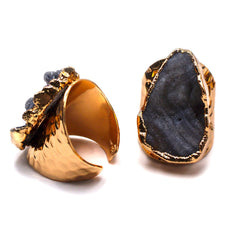 Natural Agate Gold-Plated Ring