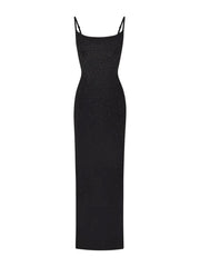 Elegant Sparkling Diamond Wrapped Maxi Dress