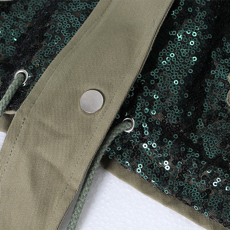 Sequined Short Bomber Jacket