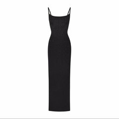 Elegant Sparkling Diamond Wrapped Maxi Dress