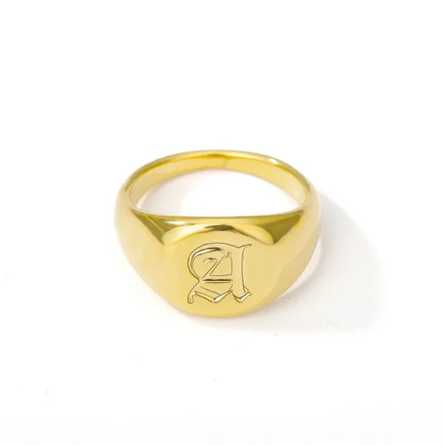Stainless Steel A-Z Letter Initial Rings