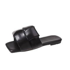 Woven Square Toe Flat Sandals