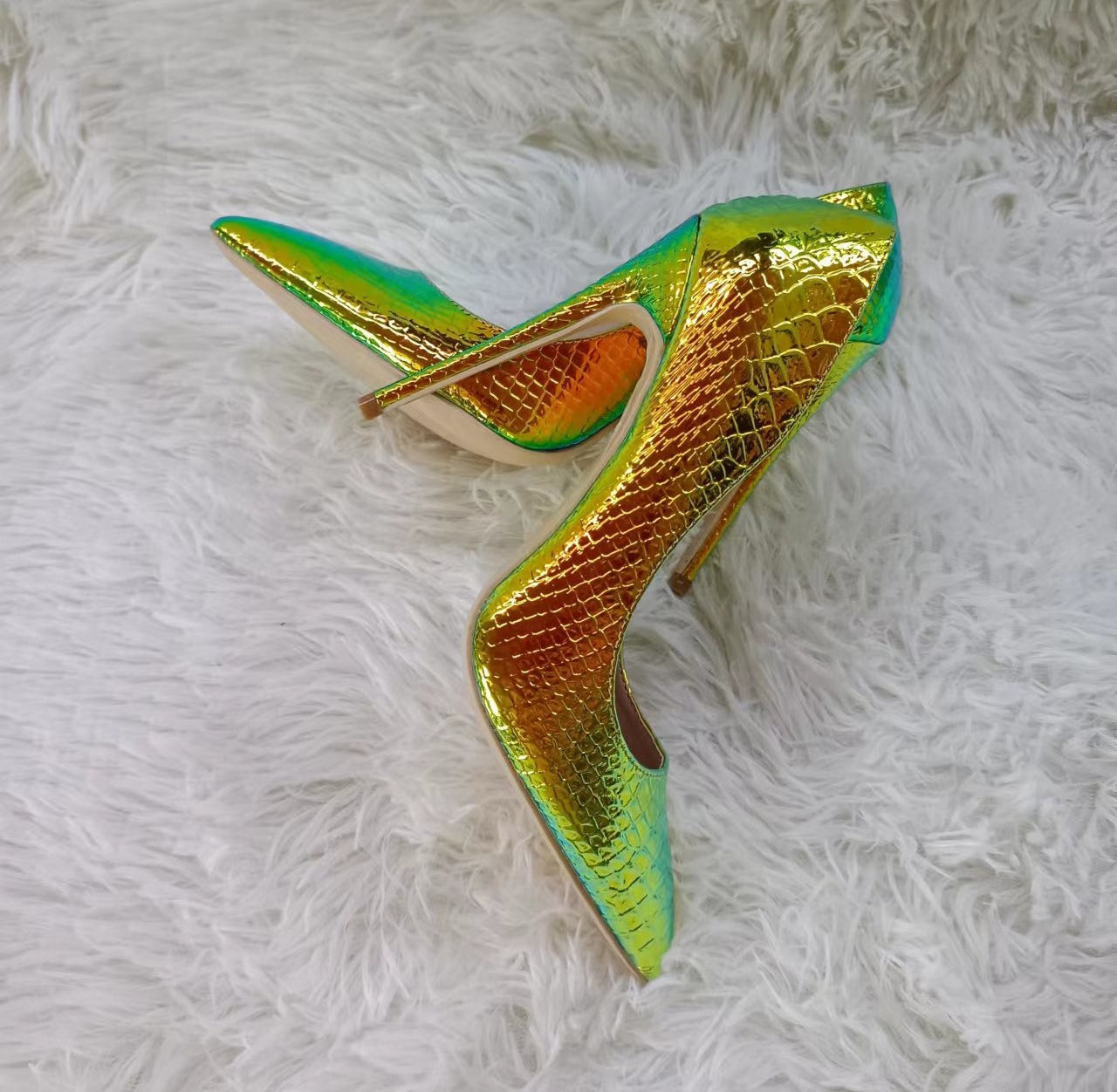 Iridescent Snake Pattern Stilettos