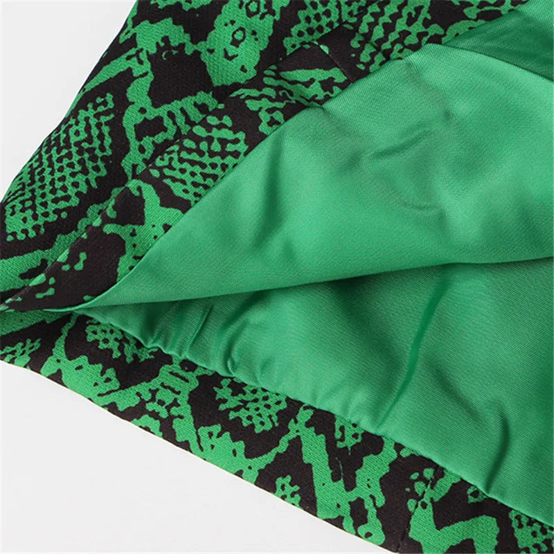 Green Snake Pattern Loose Blazer