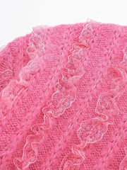 Ruffled Lace Knitted Sweater