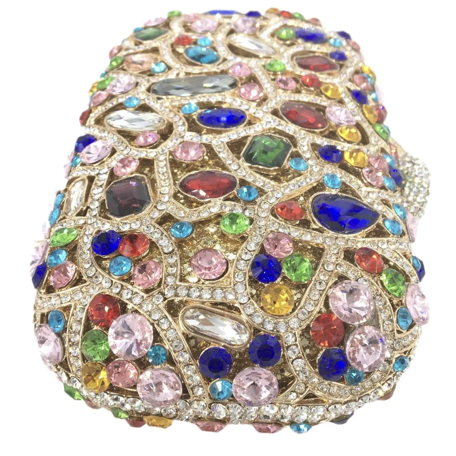 Gemstones Embellished Mini Clutch Bag