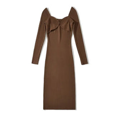 Ribbed Midi Knitted Wrap Dress