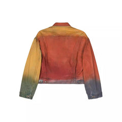 Wash and Spray Color Short Denim Jacket